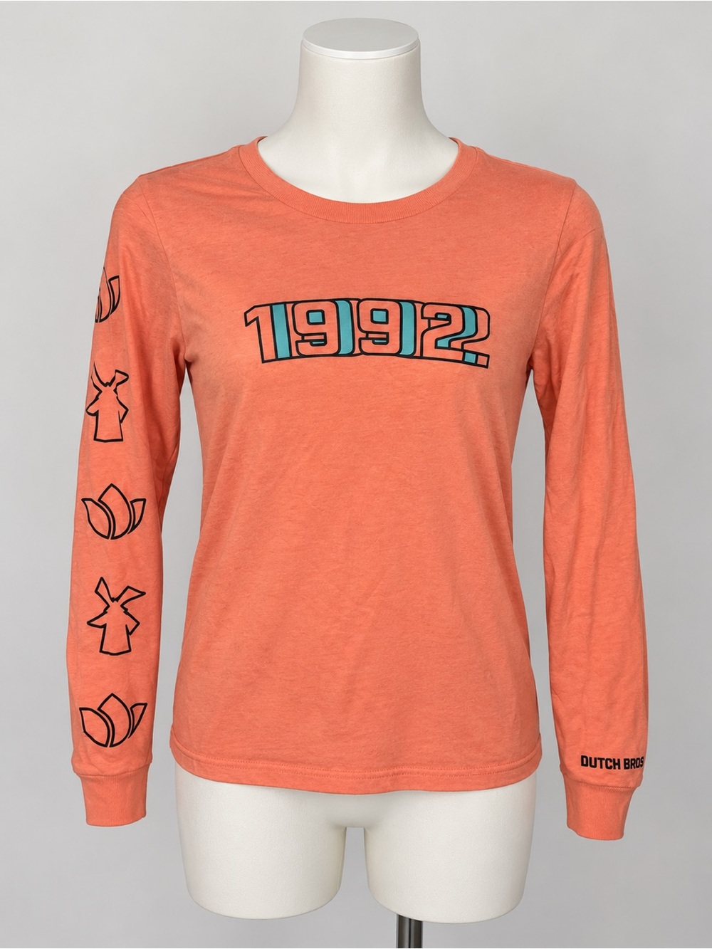 Dutch Bros Coffee 1992 Graphic Long Sleeve Shirt Men’s Medium Orange 100% Cotton